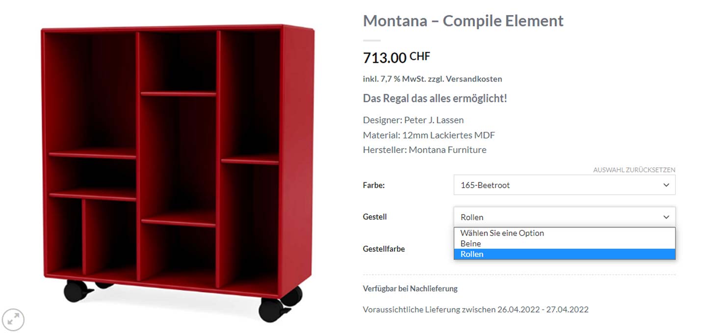 Onlineshop Schweiz Produkte online verkaufen Produkte konfigurieren professionelle Produktfotografie für Onlineshop